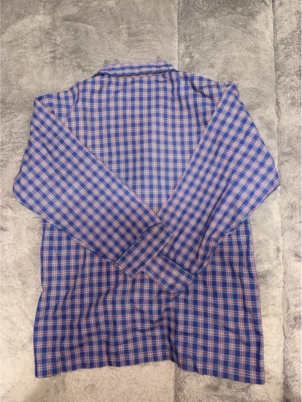 Christian Dior Men's M Blue Red Plaid Pajama Top Made in USA